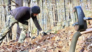 We worked the relics right out of this rock wall metal detecting