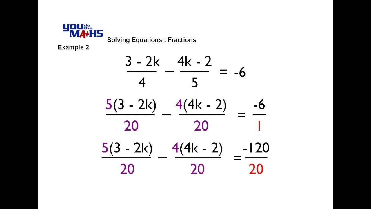 Solving Linear Equations Fractions 2 Youtube