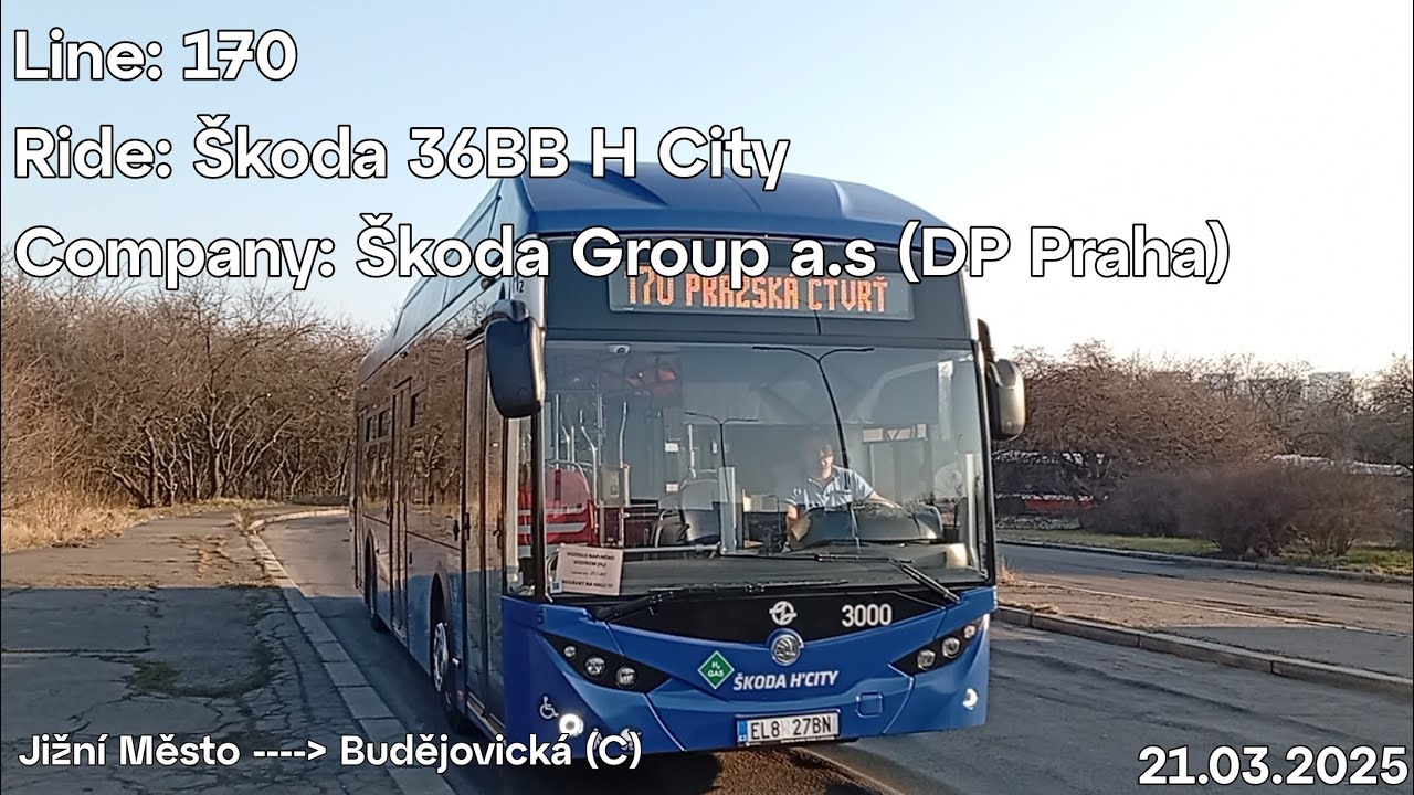 Line: 170 Ride: Škoda 36BB H City Company: Škoda Group a.s (DP Praha) to Budějovická (C)