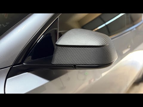2026 Tesla Model Y Performance | Evbase Real Carbon Fiber Mirror Caps Installation
