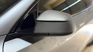 2026 Tesla Model Y Performance | Evbase Real Carbon Fiber Mirror Caps Installation