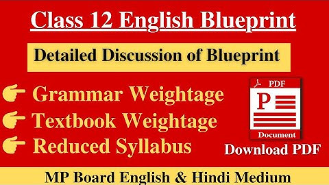 12th English Blueprint Detailed Discussion | Reduced Syllabus | MP Board | English & Hindi Medium