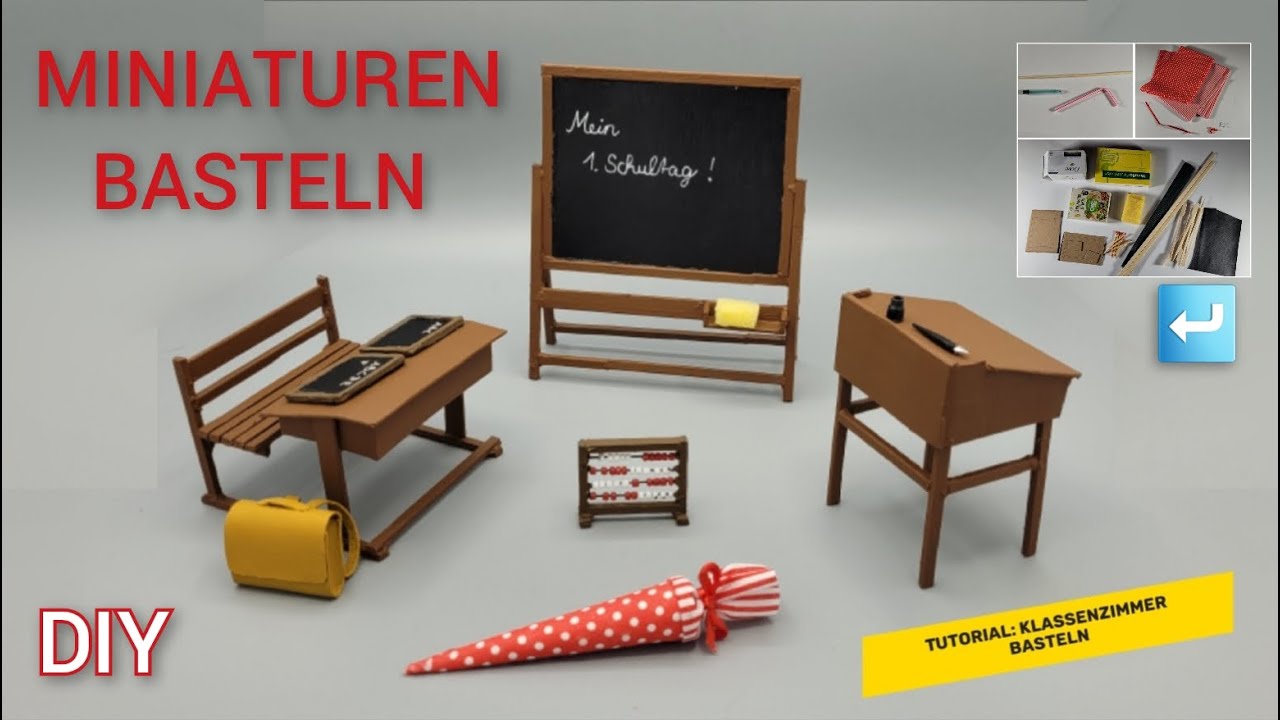 Tutorial: Klassenzimmer: Mini-Tafel, Pult, Schultüte basteln / DIY