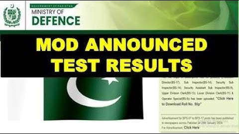 MOD Announced Screening Test Results | Assistant Director, Sub Inspector, UDC, LDC, Operator Special