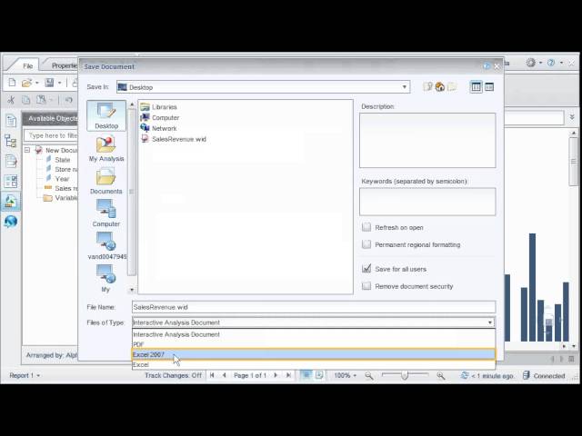 Save a document as other formats: SAP BusinessObjects Web Intelligence 4.0