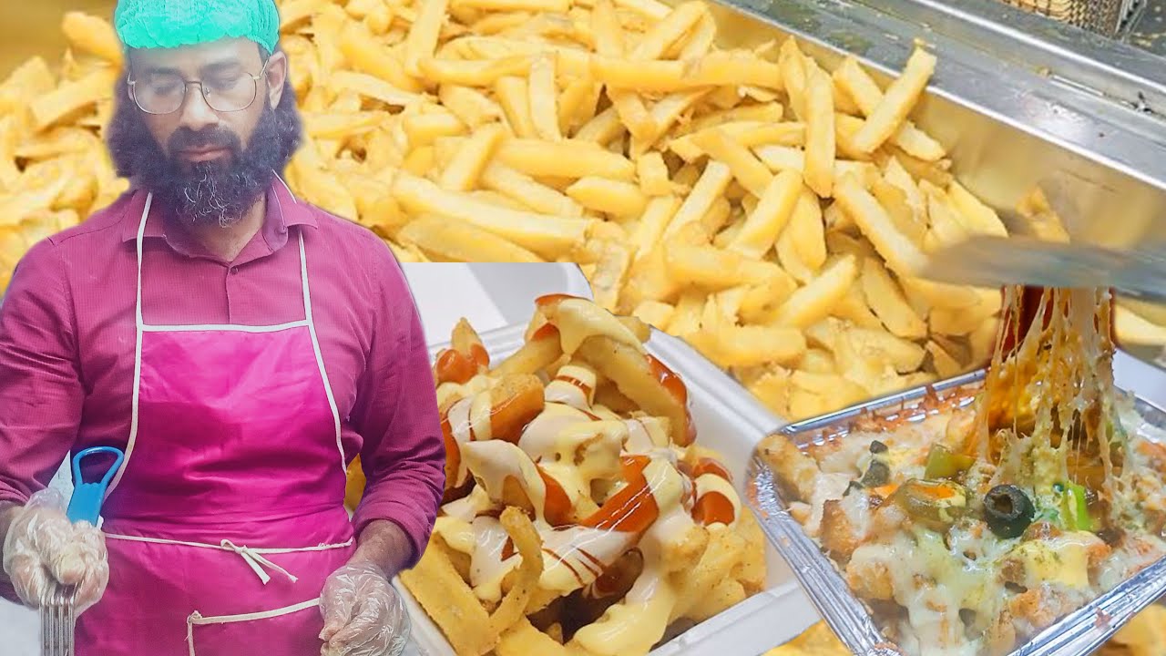 French fries Making 🍟 l MACDONALD'S Style Aloo Chips l Cheesiest Pizza
