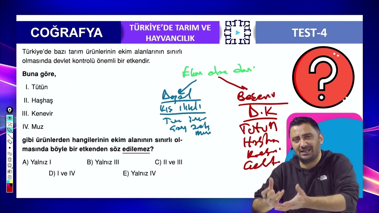 Türkiye'de Tarım ve Hayvancılık Test 4 Soru 8