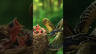 “Snake Attack on Yellow Sparrow Nest" #SnakeAttack #YellowSparrow #BirdNest #WildlifeScene #viral