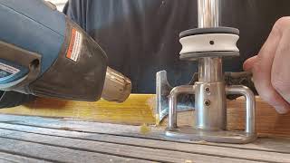 Removing years of varnish from toerail (1 of 8)