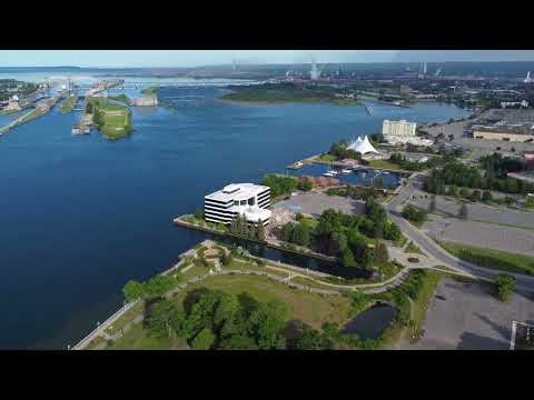 Sault Ste. Marie Canada and USA Drone Footage DJI 4K