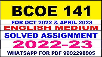 bcoe 141 solved assignment 2022-23 in english | bcoe 141 solved assignment 2022-23 | bcoe 141 2023