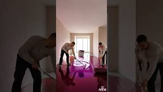 Granate &amp; Purple Epoxy Floor Transformation | Luxury Living Room🍷✨ #epoxyfloor #shorts #viral