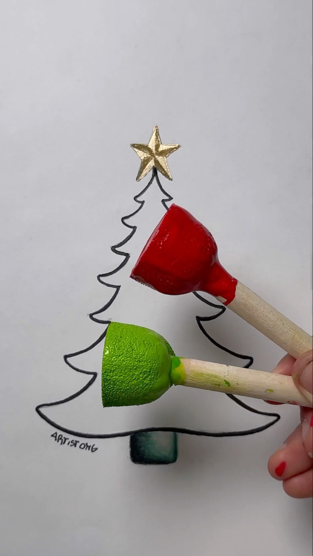 Christmas Tree with Acrylic Technique! ?✨? #christmasart