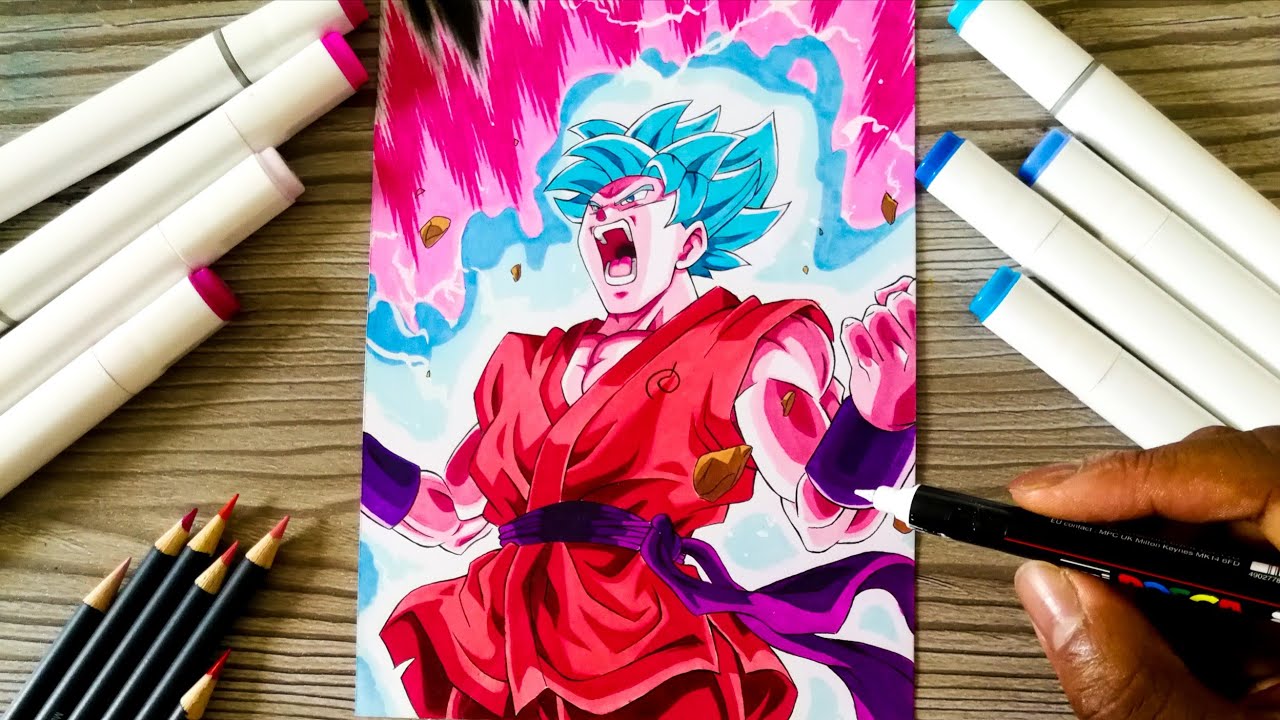 Drawing Goku Super Saiyan Blue Kaioken Times 10 