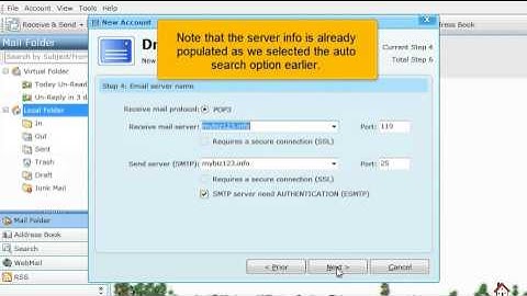 Adding an email account with SSL in Dreammail