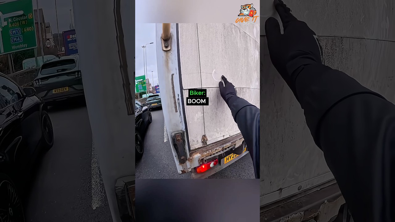 The biker just created a mysterious artwork...