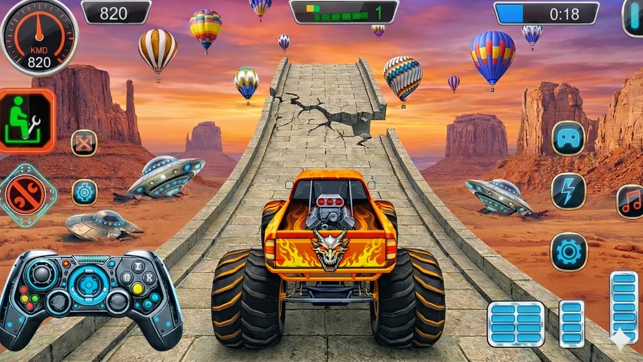 Ultimate Monster Truck Stunt: Small to Giant Cars vs. Giant Race 