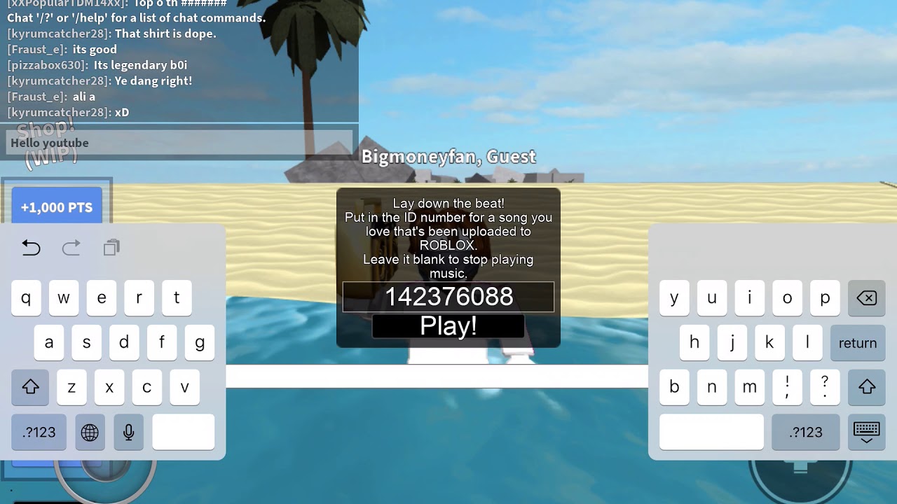 Roblox Music Commands - it s raining tacos lay down the beat i put in the id number for a song you love that s been uploaded to roblox leave it blank to stop playing music 142376088 play