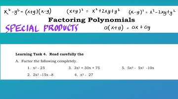 G8 Math Learning Task 4 A : Factoring Polynomials