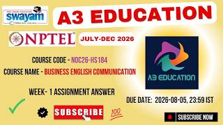 NPTEL Business English Communication Week 1 Assignment Answers | noc26-hs184 | IIT Madras