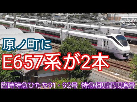 【原ノ町にE657系が2本】特急ひたち14号 原ノ町到着発車 (留置＝相馬野馬追号)