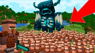 GIANT WARDEN vs 1000 GUARD VILLAGERS in MINECRAFT!