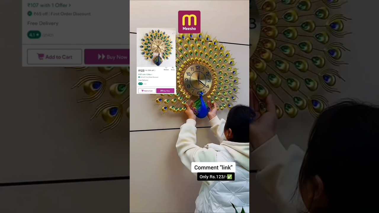 TRENDING Large Luxury Crystal Peacock Wall Clock&nbsp; #homegadgets