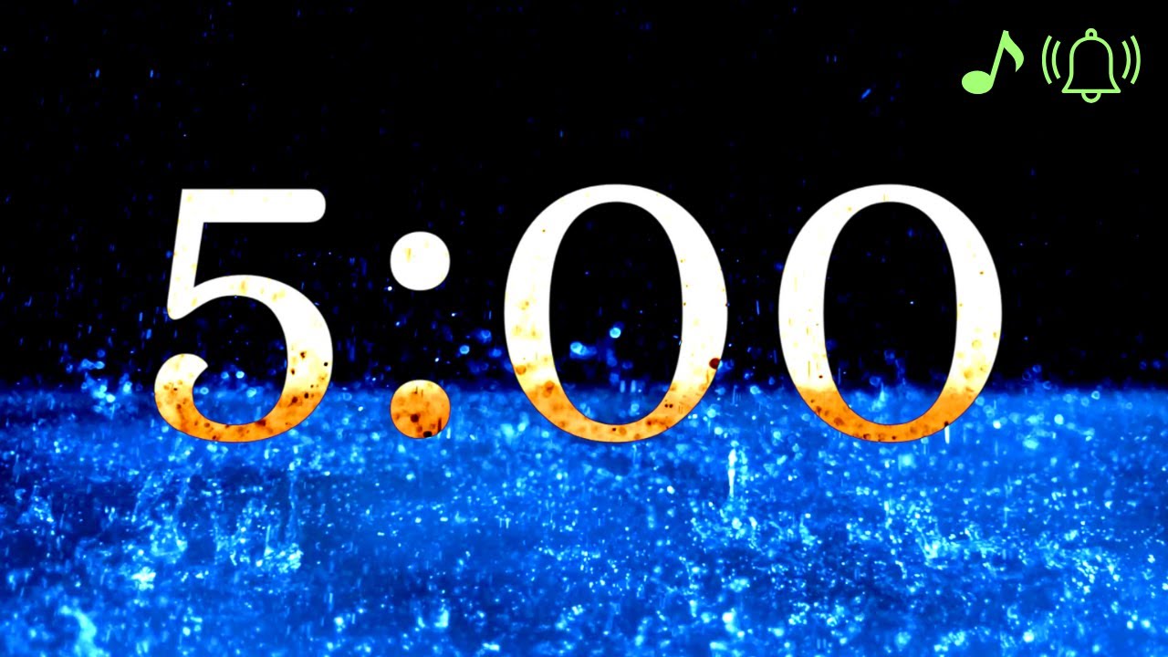 5 Minute Timer - Relaxing Rain with Harp Music - YouTube