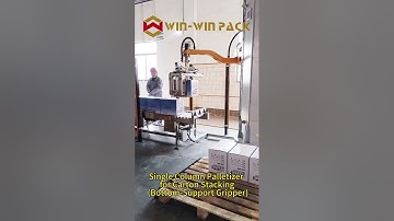 Single column palletizer for carton stacking (bottom-support gripper) #palletizer #shorts