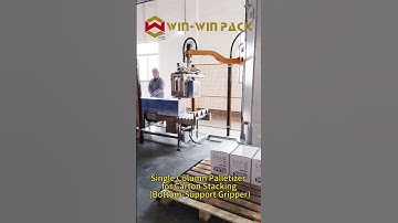 Single column palletizer for carton stacking (bottom-support gripper) #palletizer #shorts