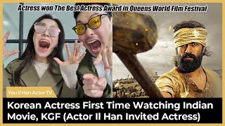 Korean Actress First Time Watching Indian Movie,  KGF Hammer Fight Scene | *KANNADA* | Yash