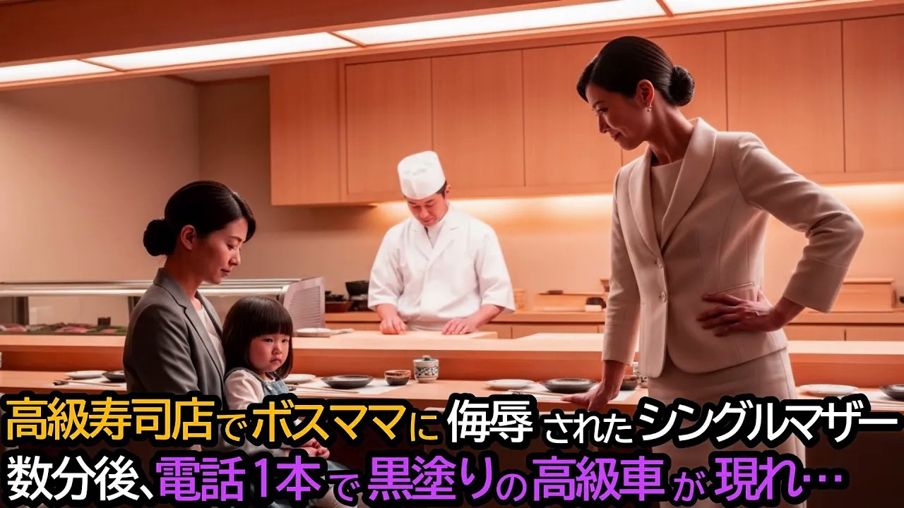 高級寿司店でボスママに侮辱されたシングルマザー。数分後、電話一本で黒塗りの高級車が現れ…