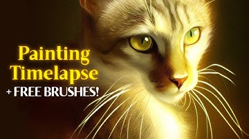 Painting a Cat Portrait in Procreate | Timelapse (+ FREE BRUSHES!)