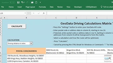 Calculate travel time and distance using Excel and Bing Maps