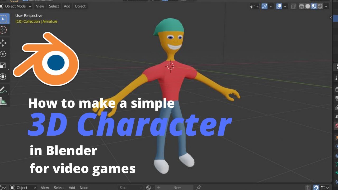 How to make a simple 3d character in blender for video games - YouTube