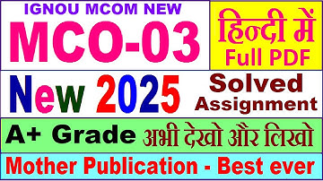 MCO 03 solved assignment 2025 in Hindi || mco 03 solved assignment 2024-25 || ignou mco03 2025