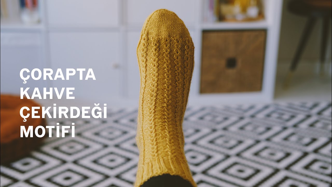 Motifli Çorap Yapımı -  Kahve Çekirdeği Örgü Çorap Modelleri