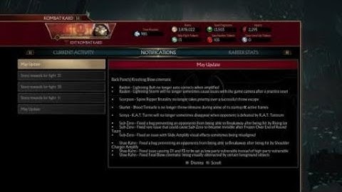 Mortal Kombat 11 patch 1.05 notes