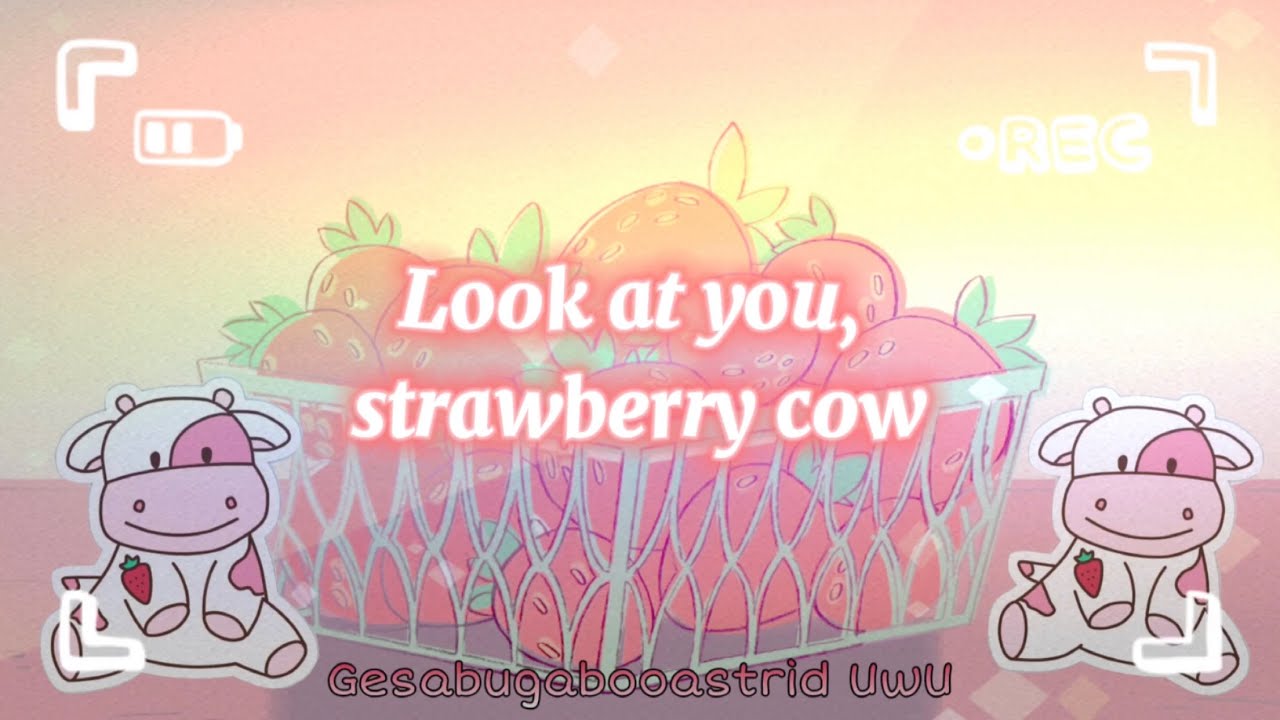 Strawberry Cow (FULL SONG)- Lyrics  look at you strawberry cow 