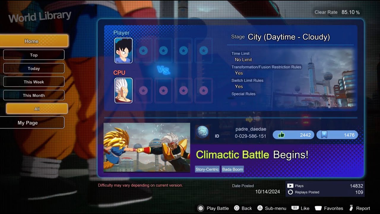 DRAGON BALL: Sparking! ZERO Custom Battle, World Library, Climactic Battle Begins!
