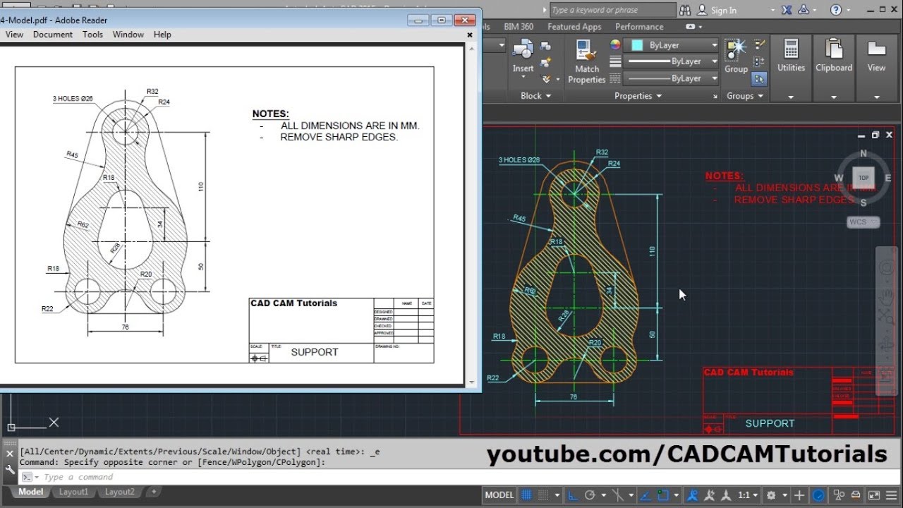 AutoCAD 2022 Tutorial for Beginners Complete Drawing 