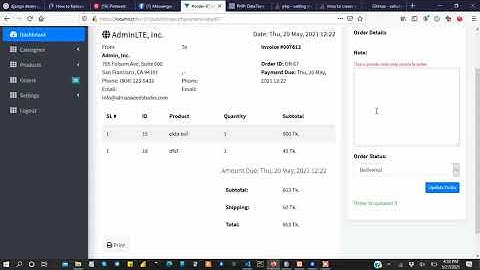e-commerce Dashboard  in codeigniter 4 + propelorm + twig