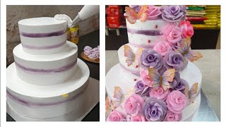 Easy pineapples cake | three story cake | flower decoration cake
