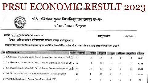Prsu result 2023 | prsu MA economic previous year result 2023 #prsueconomicresult #prsu #prsuresults