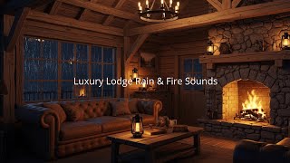 Midnight in the Woods 🌙: Luxury Lodge Rain &amp; Fire Sounds 🌲