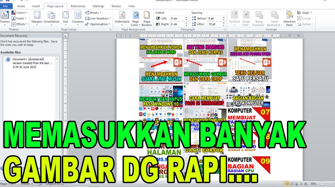 Memasukkan Banyak Gambar di Word Dengan Rapi - YouTube
