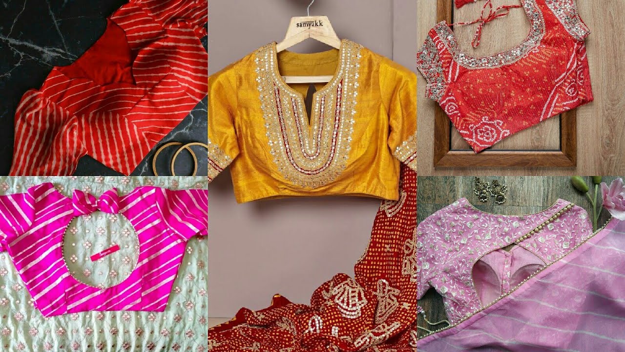 New leheriya Saree blouse designs| leheriya Blouse back Neck ...