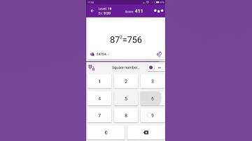 Math Tricks - Training mode - square numbers between 80 and 89 - level 019 (Number Keyboard)