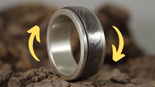 This Wedding Ring Is INSANE! Silver & Damascus Steel Spinner Ring