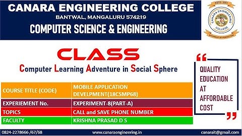 VTU MOBILE APPLICATION DEVELOPMENT(18CSMP68) [Phone Call and Save] (E8 L1)